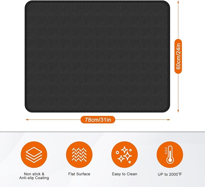 Large Under Grill Mat for Outdoor Grill,Double-Sided Fireproof Grill Pad,Indoor Fireplace/Fire Pit Mat,Oil-Proof Waterproof BBQ Protector for Decks and Patios (24"x31")