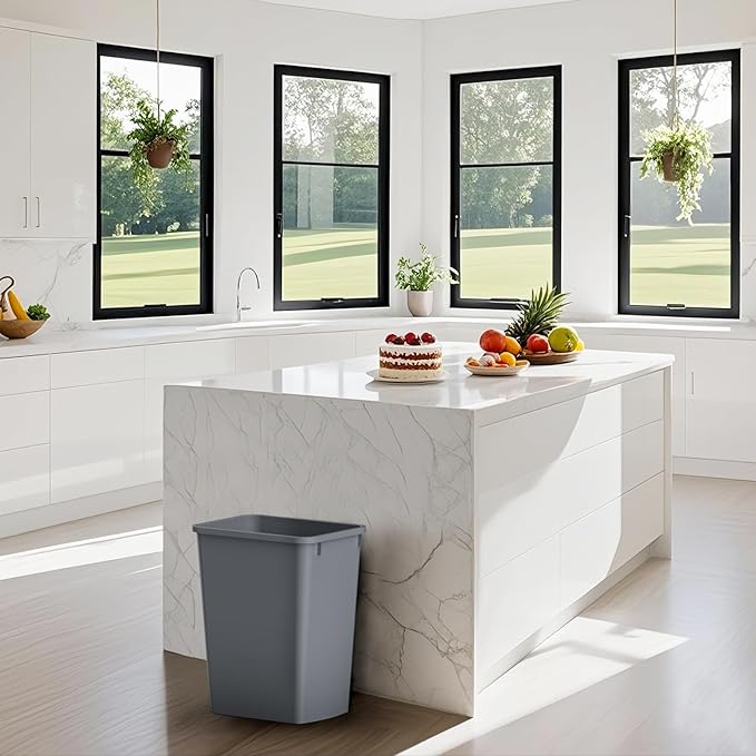 ROOMTEC Lightweight and Durable Slim Trash Can, 35QT Kitchen Trash Can, Lightweight and Sturdy Slim Trash Cans, Wastebaskets for Office, Workspace, Kitchen, Bathroom, 2 PCS