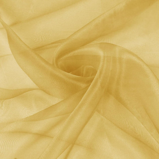 VACVELT Sheer Organza Fabric by The Yard, 60 Inch Wide Gold Organza Fabric Bolt Bridal Sheer Tulle Fabric, Silk Organza Fabric Roll for Wedding Party Decorations Backdrop Curtain (10 Yards)