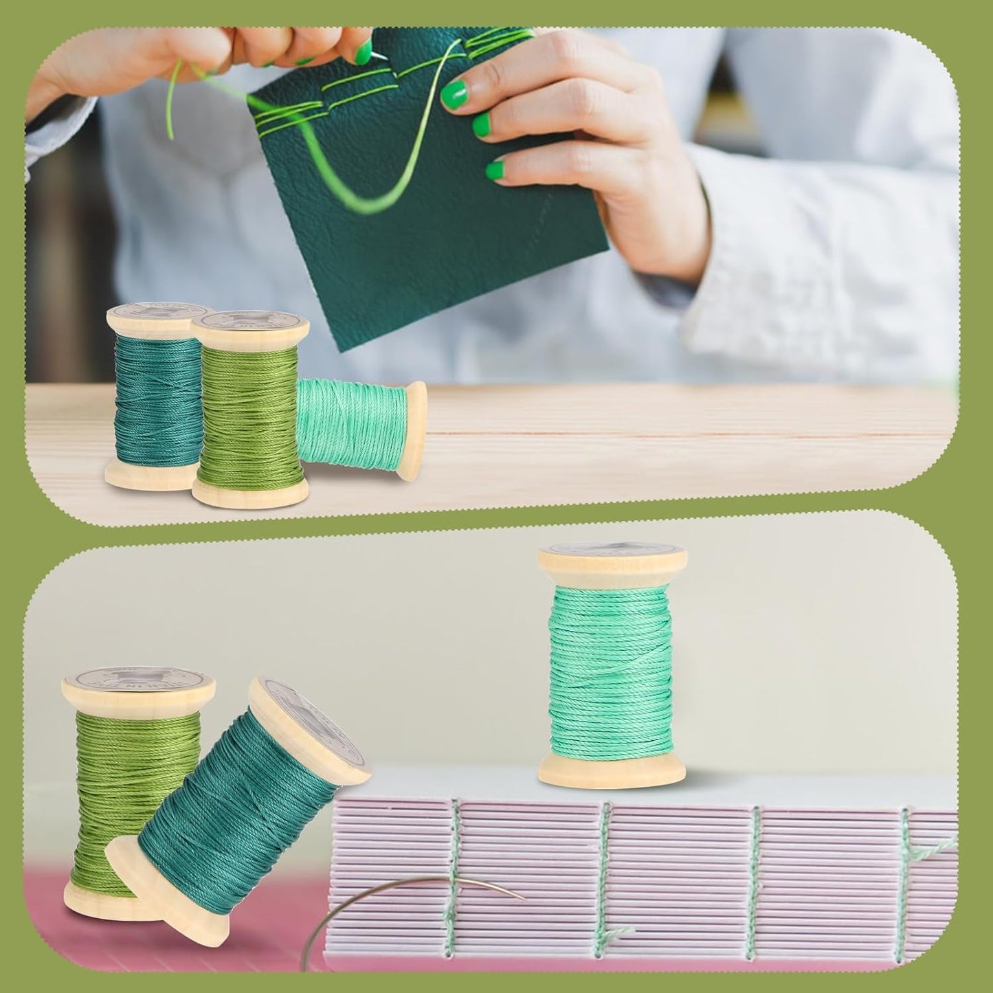 Natural Waxed Thread, 0.55mm/0.8mm, Wax Thread for Handcrafted Wrapping, Sewing, Bookbinding, Leather Threads, Beginners Craft DIY, Hemp Cord (Teal/Aqua/Forest, 0.55mm/33 Yards)