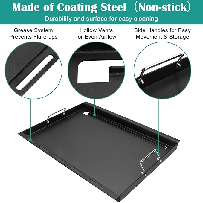 Full-Size Griddle Inserts for Weber Genesis 300 Gas Grill, Griddle for Weber Genesis 300 Series E-310 E-320 E-330 S-310 S-320 S-330 EP-310 EP-320 EP-330 CEP-310 CEP-330, Replace for 7524 Grate