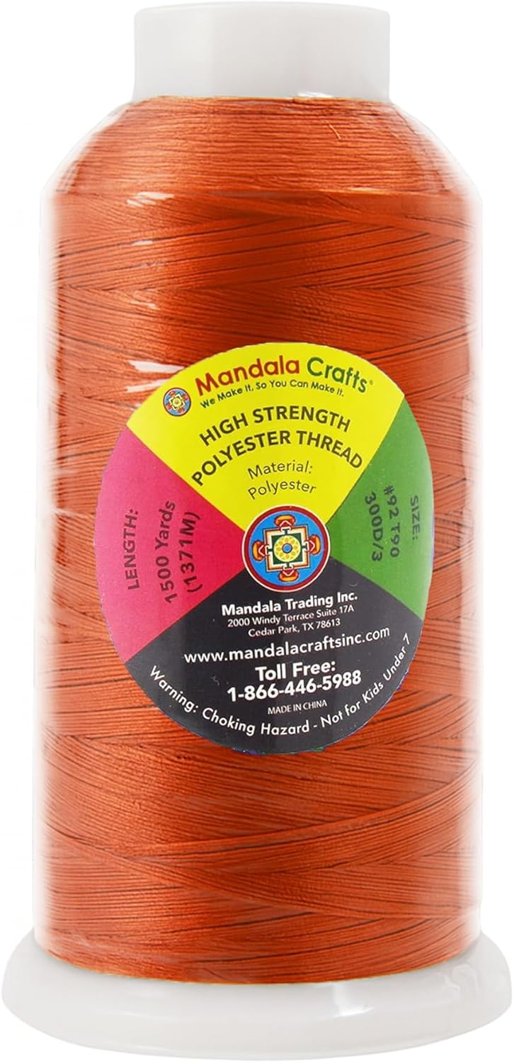 Mandala Crafts Rust Heavy Duty Thread -1500 Yds Tex 90 Thread for Sewing Drapery Jeans Leather Hair Outdoor Marine Upholstery