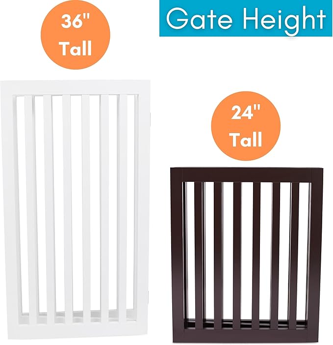 INTERNET'S BEST Dog Gate Indoor Freestanding Pet Barrier, Folding Wood Dog Fence, Extra Wide Doorway Puppy Gate, Indoor Animal Privacy Panel, Wooden Cat Fence - 4 Panel - 24", White