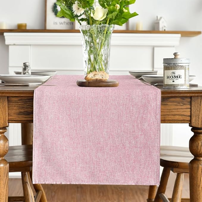 Artoid Mode Pink Table Runner, Seasonal Summer Washable Kitchen Dining Table Decoration for Home Party Decor 13x72 Inch