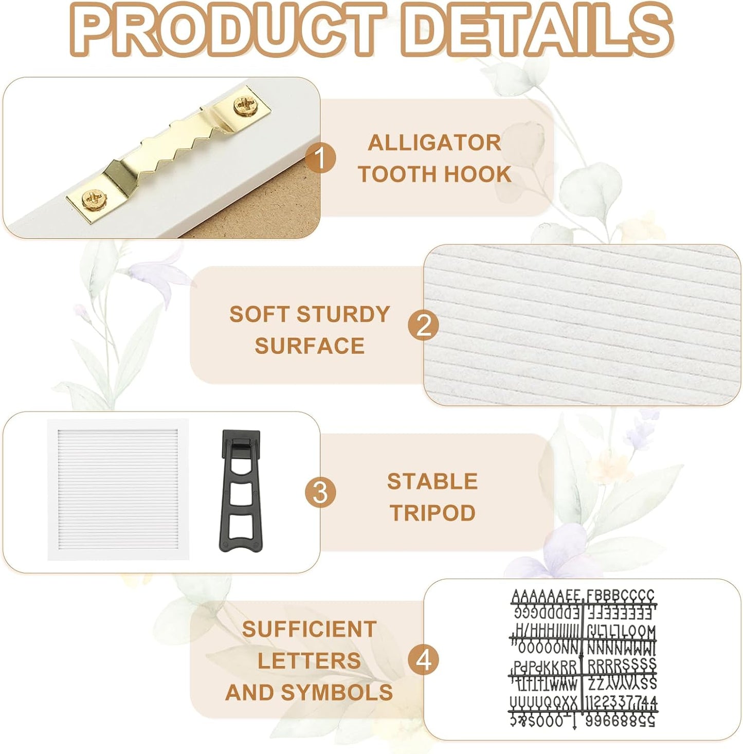 PATIKIL Felt Letter Board, 10x10Inches White Wooden Changeable Message Board with Storage Bag Stand for Kitchen Menu Classroom Farmhouse Decor Notes, Black