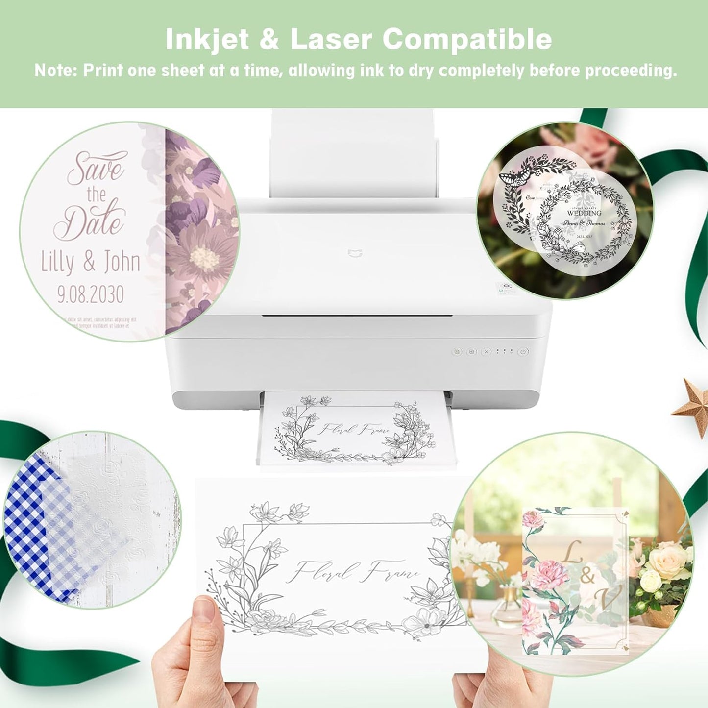 JAGERGREEN Vellum Paper 8.5 x 11 Inches 100GSM 50 Sheets, Thick Translucent Printable Vellum Paper for Invitations, Belly Bands, Tracing, Sketching