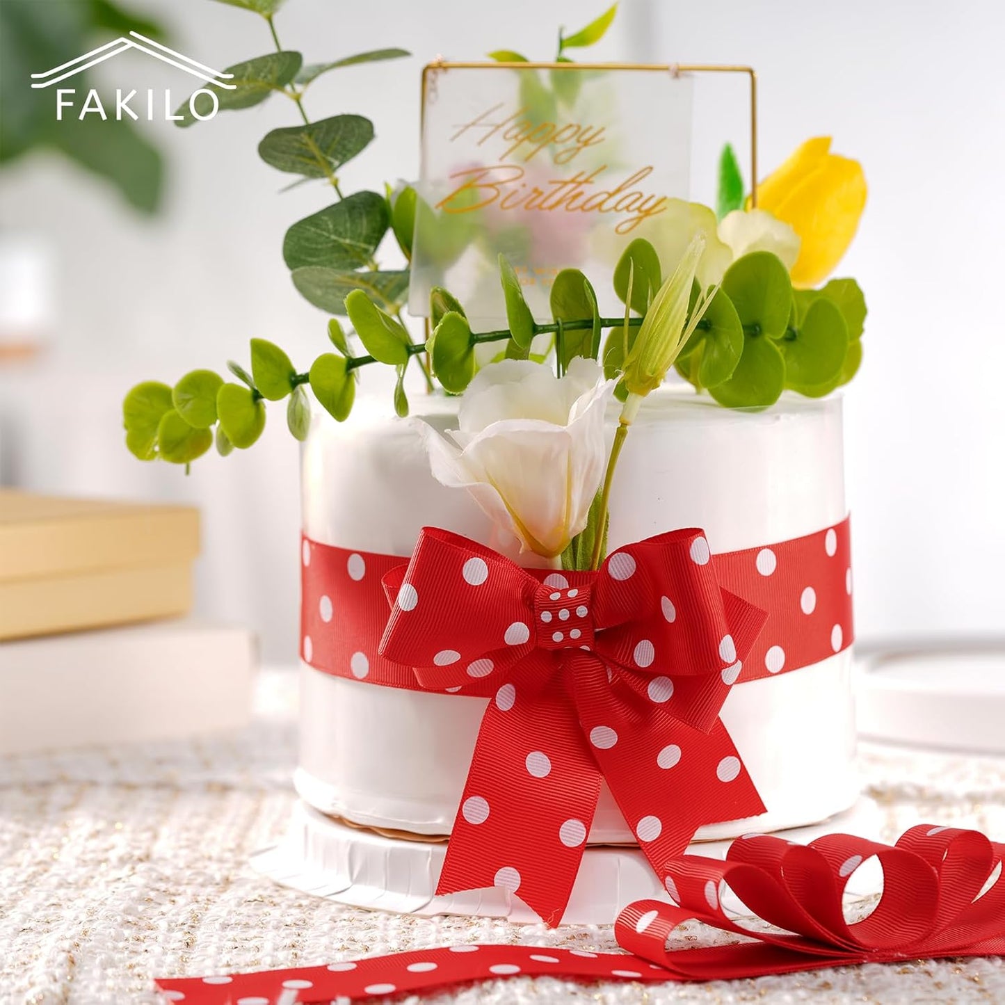 Polka Dot Grosgrain Ribbon 1.5 Inch, 25 Yards Spool Red and White Dot Craft Ribbon for Christmas Gift Wrapping DIY Crafts Hair Bows Wedding Party Decor Sewing and Home Decoration