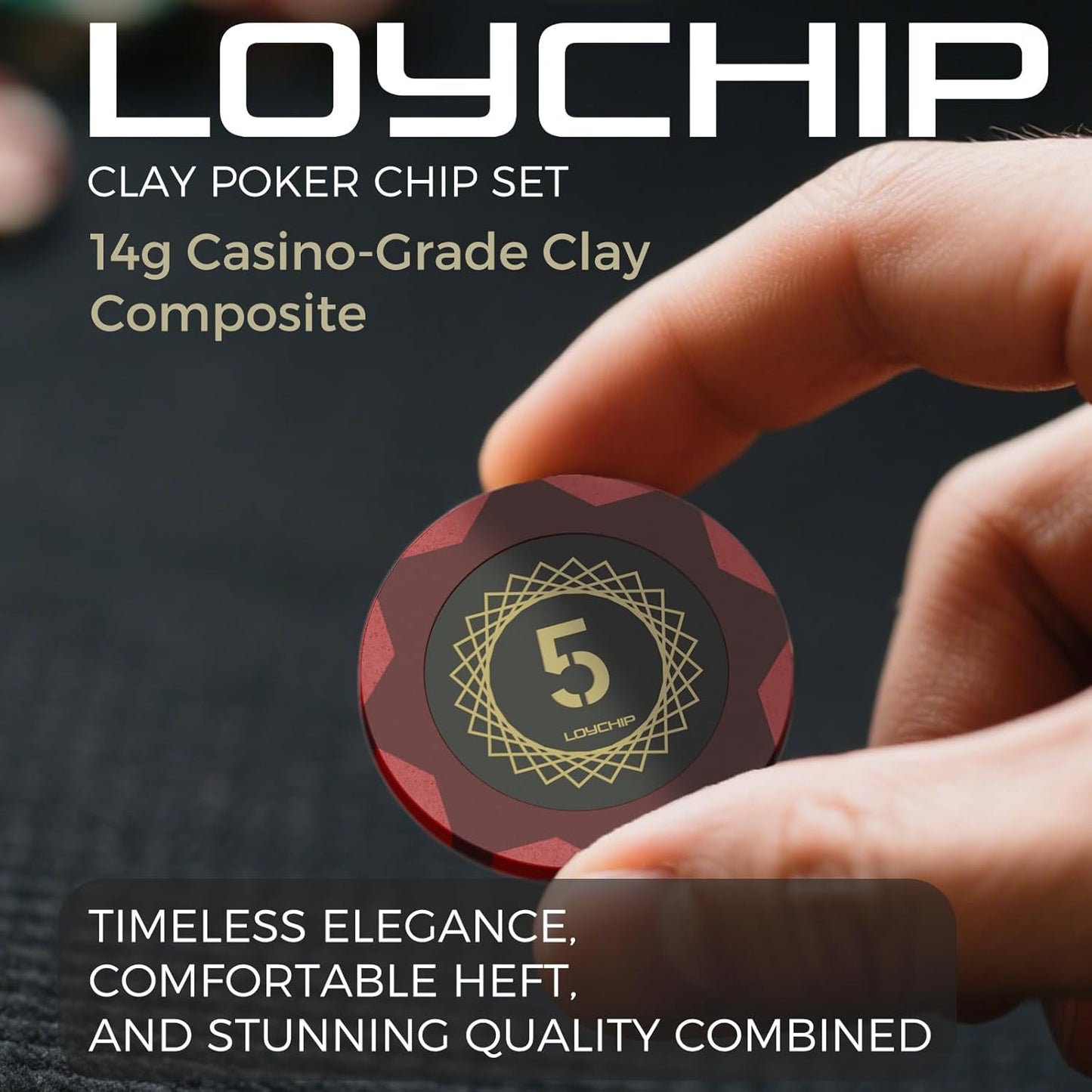 Clay Poker Set with Numbered Chips 200-pcs for Card Board Game, 14g Weight with Playing Cards for Texas Hold'em, Blackjack Gambling, Late Night Poker Games