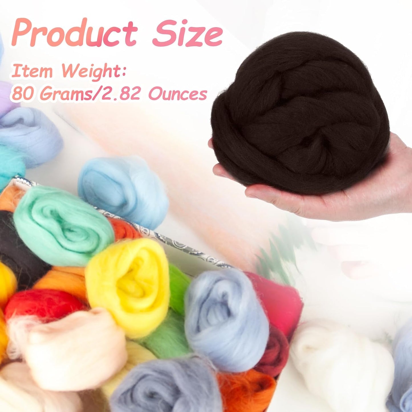 PATIKIL Wool Roving Yarn, 80G/2.82OZ Soft Felting Wool Pure Chunky Roving Yarn Bulk for Needle Felting Knitting Blanket Spinning Weaving DIY Craft, Dark Brown