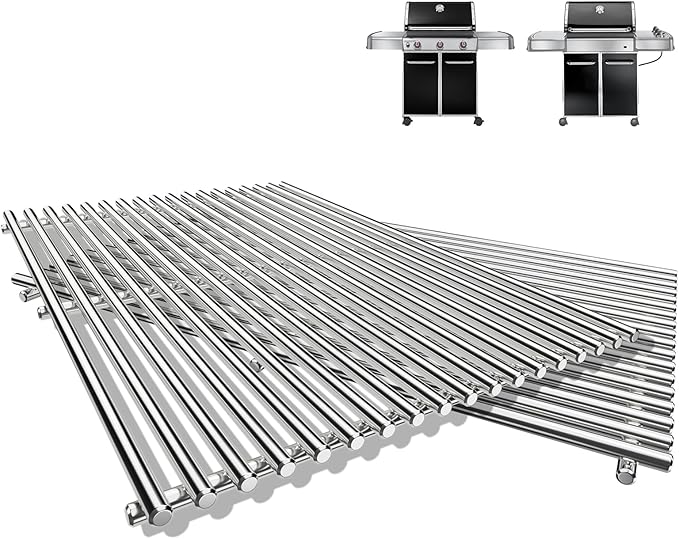 QuliMetal 19.5" 9MM Grill Grates for Weber Genesis 300 Series – Grill Parts for Weber Genesis E310 E320 E330 S310 S320 S330 (2007-2016), Weber 7528/7524, Pit Boss PB700 Series, 304 Stainless Steel