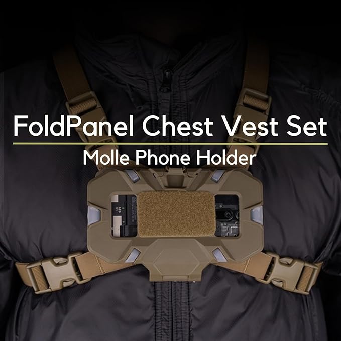 Let-Me-Be FoldPanel Chest Vest Set, Chest Rig Phone Mount for Plate Carrier Accessory Navigation Board, Outdoor Hiking Fishing Cycling Tactical Vest Wearable Phone Carrier for 4.7"-6.7" Screen