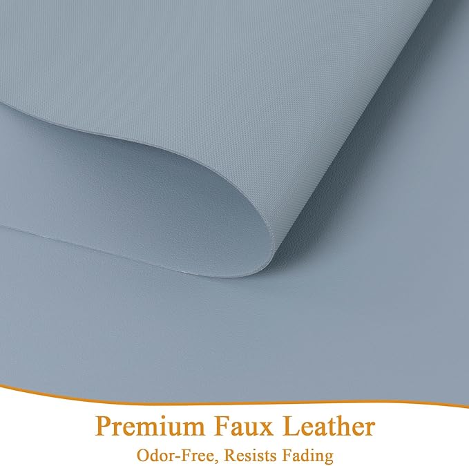 SHACOS Placemats Set of 6 Faux Leather Waterproof Leakproof Wipeable PU Non-Slip Vinyl Place Mats Heat Resistant Table Mats for Kitchen Dining Table Indoor Outdoor, Light Blue
