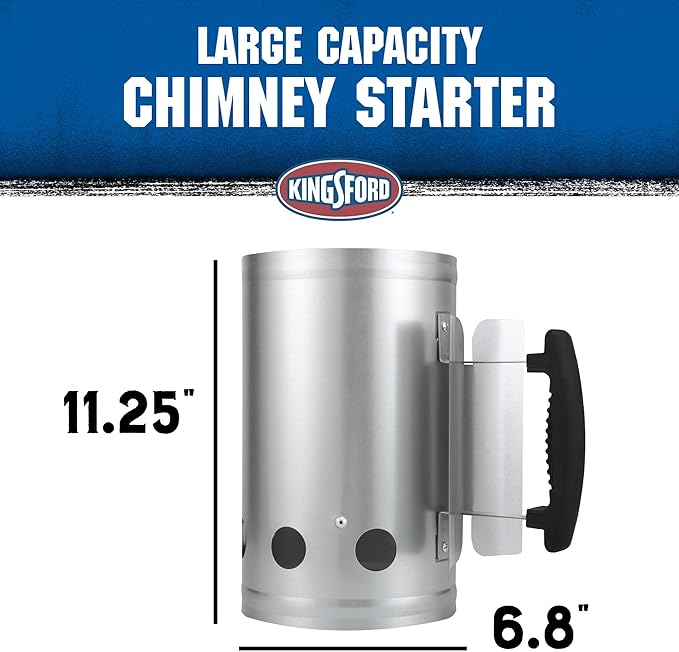Kingsford Heavy Duty Deluxe Charcoal Chimney Starter | BBQ Chimney Starter for Charcoal Grill and Barbecues, Compact Easy to Use Chimney Starters and BBQ Grill Tools | 6 Pack