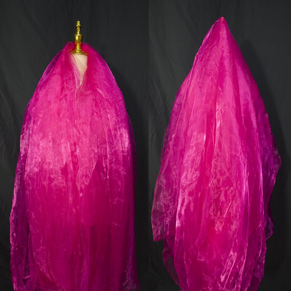 Two-Tone Iridescent Holographic Organza Fabric - 5.5 Yards by The Yard | Lightweight Sheer Tulle | for Wedding Dresses, Party Decor, DIY Crafts, Shiny Backdrops(ICY Shimmery Magenta)