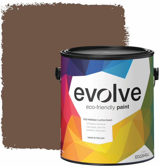 EVOLVE Paint & Primer: Environment-friendly, Eggshell with One-coat Coverage for Interior & Exterior surfaces (Bark Brown, 1-Gallon)
