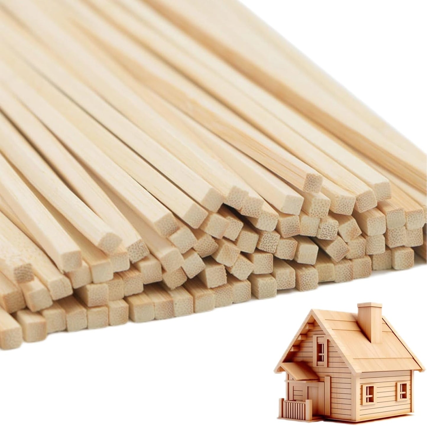 1/4 x 12 Inch 25 PCS Square Dowel Rods Wood Sticks Wooden Dowel Rods - Unfinished Bamboo Sticks - for Crafts,Home Decor, Model Making and DIYers