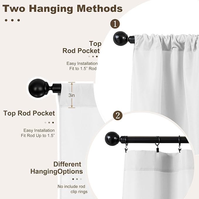 HolidayIdeas Waterproof Patio Outdoor Curtains with Rod Pocket 6 Pcs- UV & Privacy Protect Weatherproof Gazebo Outdoor Drapes for Porch, Balcony, Apartment, Sliding Glass Door, White, 54x95 Inch