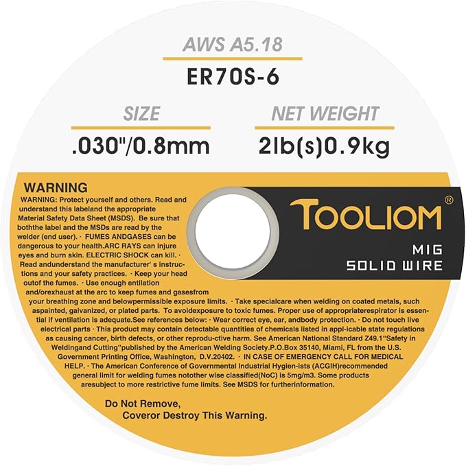 TOOLIOM ER70S-6 .030"(0.8 mm) Mild Steel MIG Solid Welding Wire on 2-Pound Spool Compatible with TL-200M TL-250M Pro