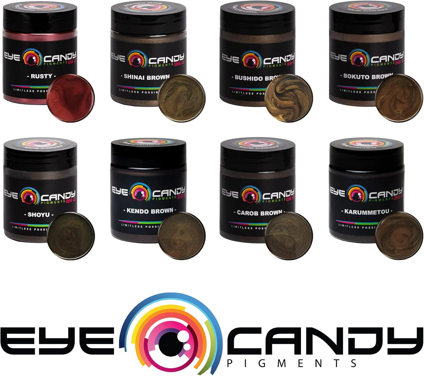 Eye Candy Pigments Premium Brown Mica Powder - Carob Brown (50gr) - for Epoxy, Resin, Soap, Paint, Woodworking, Acrylic Pouring, Bath Bombs, Fishing Lures - DIY Arts and Crafts Additive