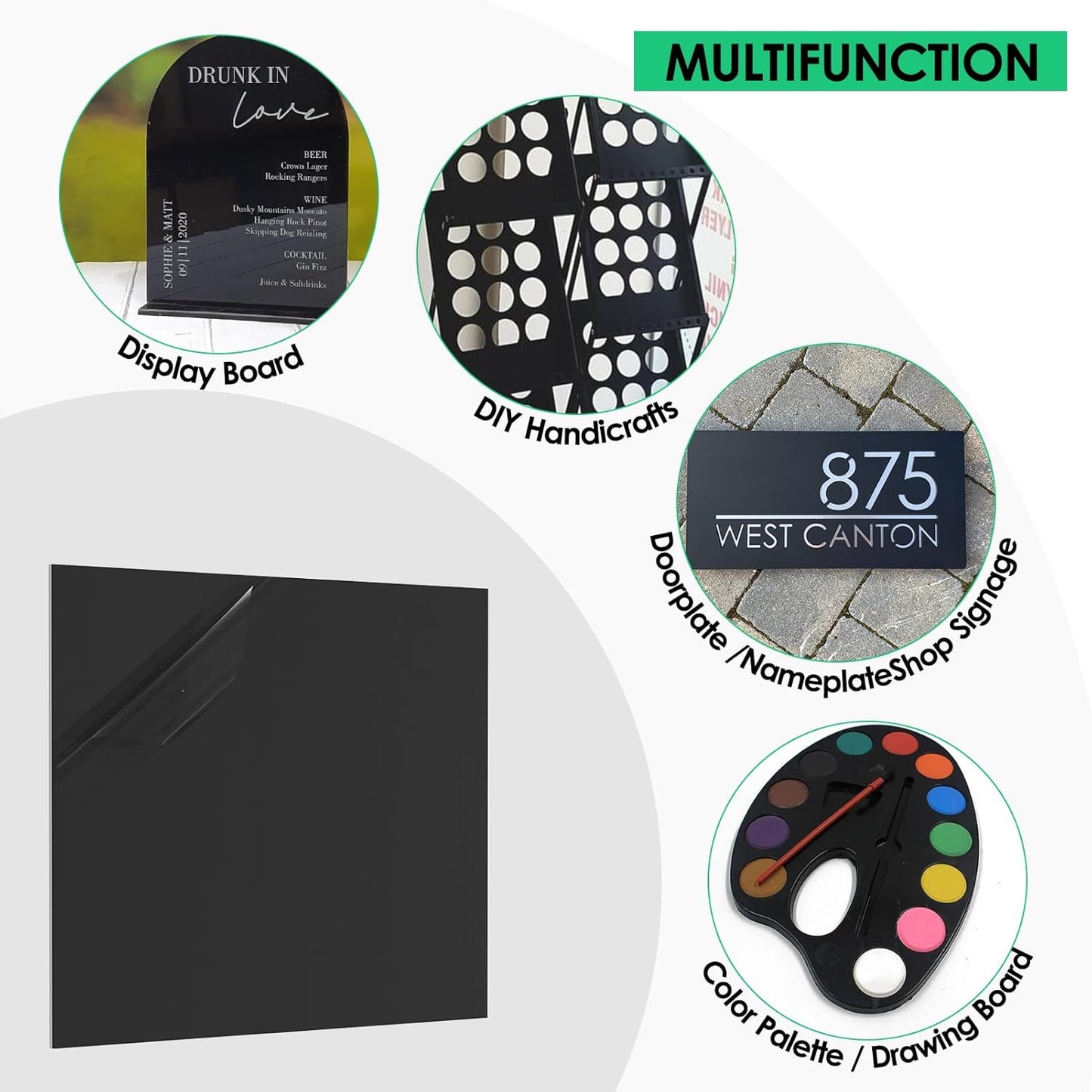 ABS Plastic Sheet 1/16" x 16" x 12", 2 Pack Black Rigid Thermoplastic Board for Crafts, DIY Projects, Dual-Surface (Textured & Smooth)