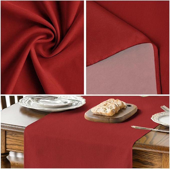 Artoid Mode Red Table Runner, Seasonal Xmas Christmas New Year Washable Kitchen Dining Table Decoration for Home Party Decor 13x120 Inch