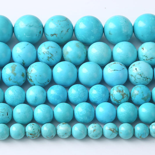8MM Natural Turquoise Gemstone Beads Blue Stone Round Loose Beads for Jewelry Making Bracelet 90pcs 2 Strands 32"