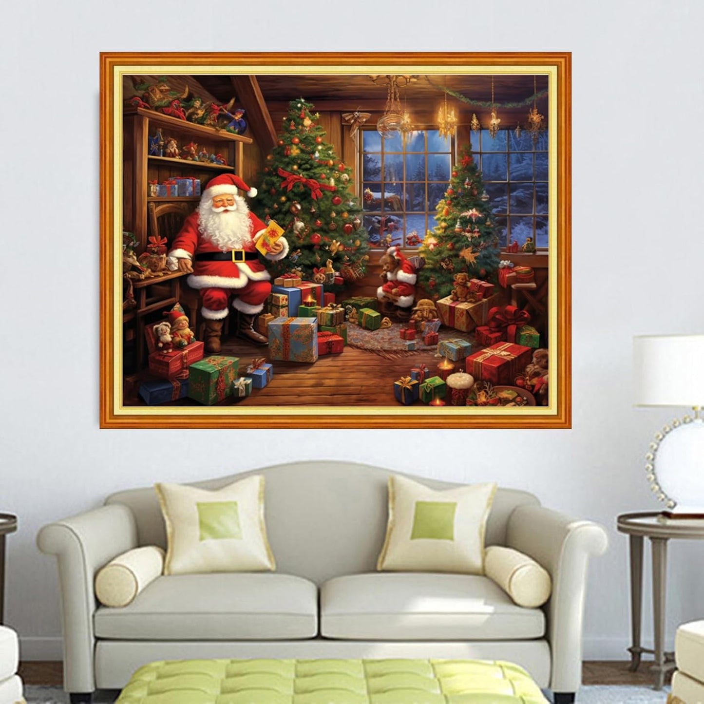 DMCVIVR Stamped Cross Stitch Kits for Adults Beginners Embroidery Kits 11CT Needlepoint Kits Cross Stitch Patterns Embroidery Patterns-Santa Claus 16x20 inch