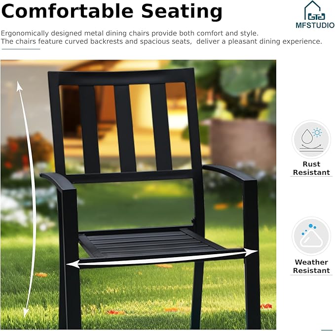 MFSTUDIO Outdoor Dining Set for 8, Patio Dining Set with Square Table, 9 Piece Patio Table and Chairs Set, Metal Outdoor Patio Furniture Set for Deck Backyard Poolside Garden