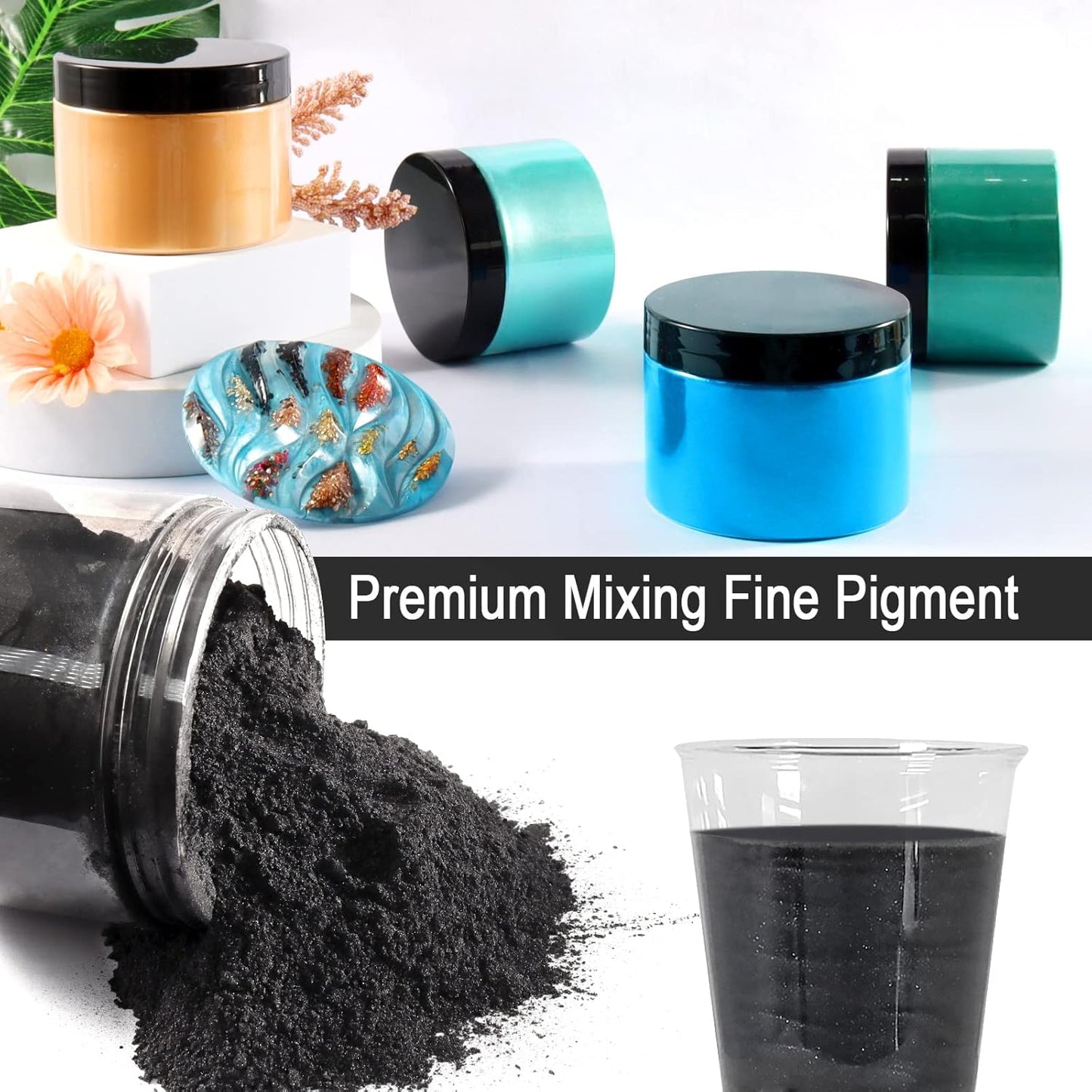 Ceya Mica Powder, 5.3oz/ 150g Black Pearlescent Effect Colorant Pigment Powder for Epoxy Resin, Tumblers, Slime Bath Bomb, Soap Dye, Slime, Candle Making, Resin Crafting, Paint, Jewelry, Nail Polish