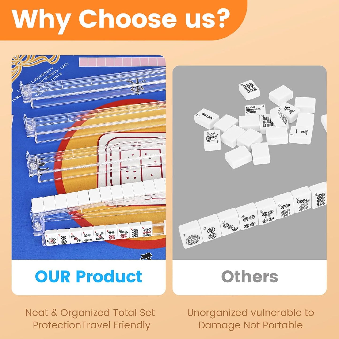 4PCS Mahjong Racks with Pushers,Clear Acrylic American Majiang Tile Racks