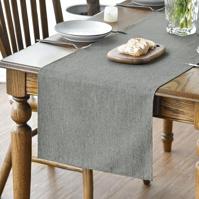 Artoid Mode Light Grey Table Runner, Seasonal Washable Kitchen Dining Table Decoration for Home Party Decor 13x108 Inch