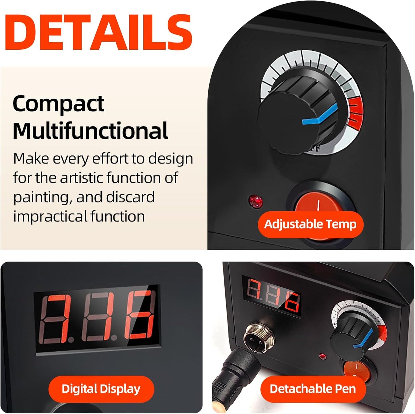 Wood Burning Tool, Wood Burner kit Pen 200~750℃, Wood Burning kit with Digital Thermometer Temperature Adjustable Temperature, 2 pyrographic Wood Burning pens, 36 Wood Burning Pen Tips