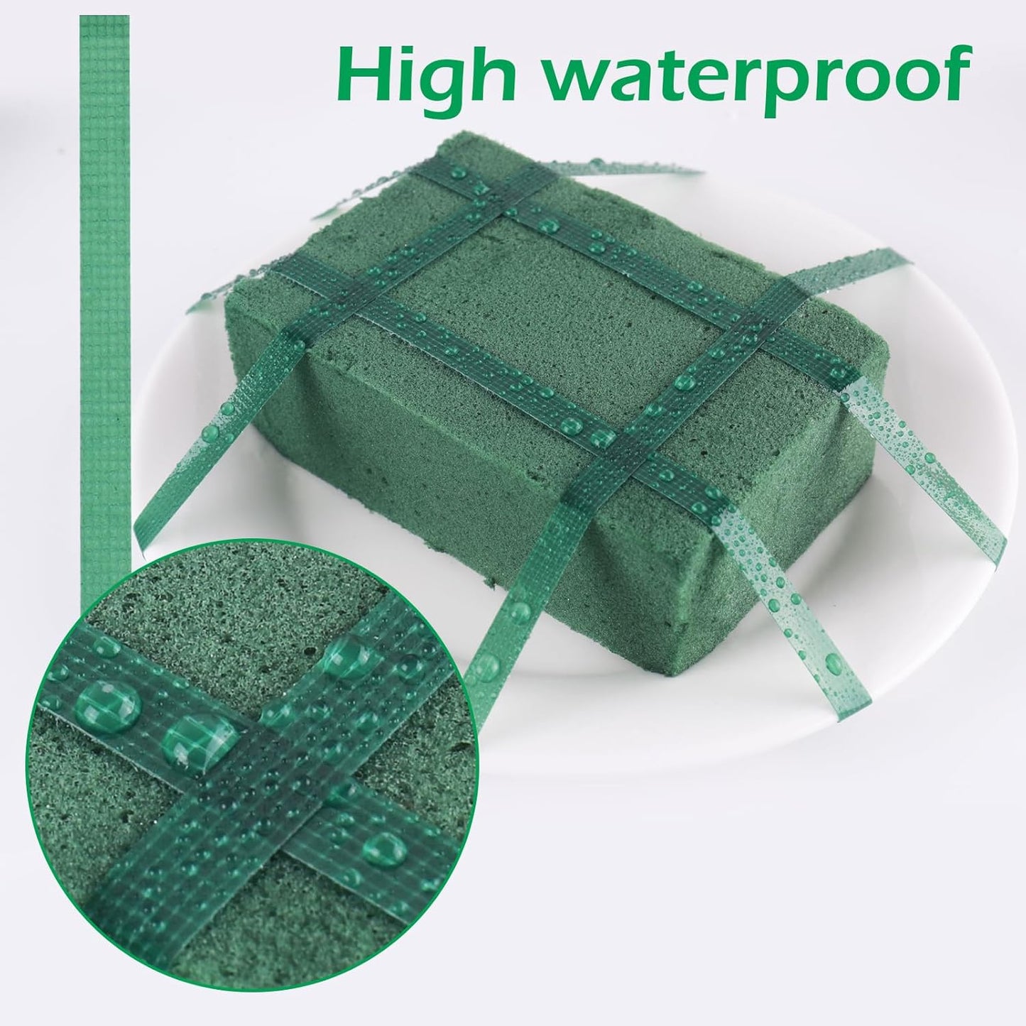 GLAMFIELDS Floral Tape Green, Flower Wrap Adhesive Waterproof Tape for Bouquets 0.25" (60 Yd/180 Ft) - 1 Roll