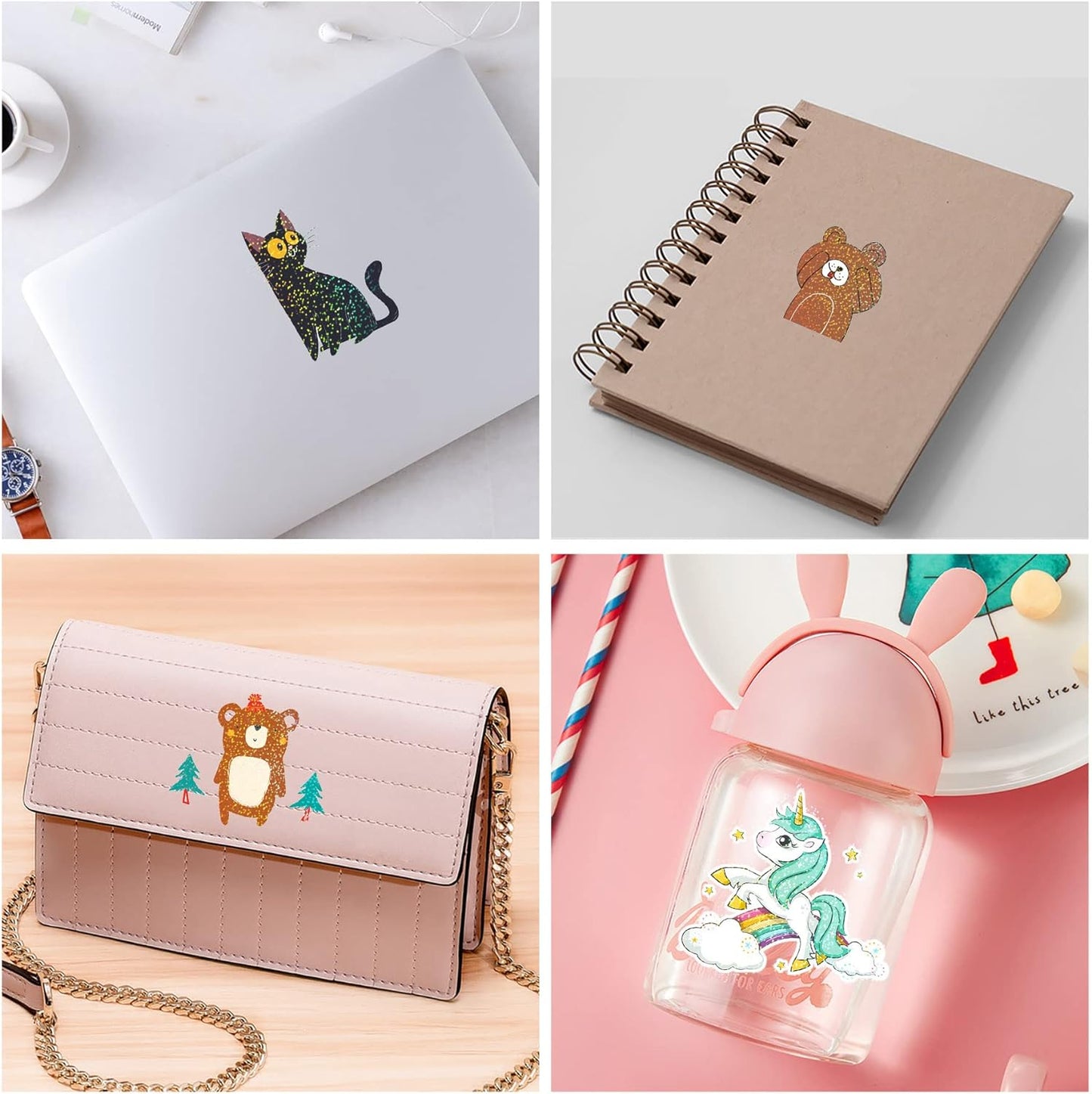 Holographic Sticker Paper, 24 Sheets Transparent Holographic Laminate Vinyl Sheets Self Adhesive, Clear Overlay Lamination Sticker Film for Stickers DIY Crafts, Dots Patterns - 8.5x11 Inch