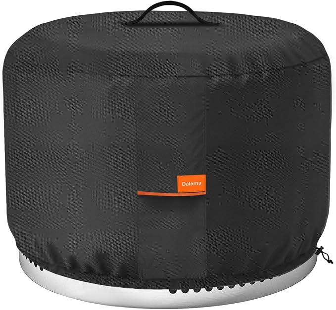 Round Fire Pit Cover,Outdoor 600D Heavy Duty 100% Waterproof Tear-Resistant Solo Stove Bonfire Firepit Covers,Patio Weatherproof Fire Pits Cover for Solo Stove Bonfire,Black
