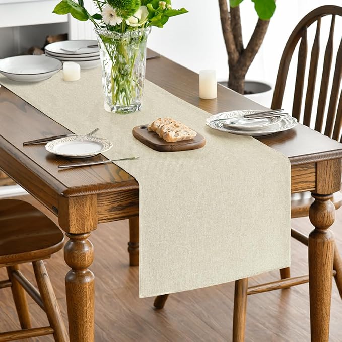 Artoid Mode Beige Table Runner, Seasonal Summer Fall Washable Kitchen Dining Table Decoration for Home Party Decor 13x90 Inch