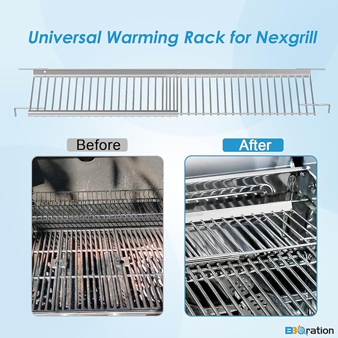 Universal Warming Rack for Nexgrill Grill Parts 720-0888S 720-0830X 720-0925P 720-0925PG, Grill Top Rack for Nexgrill 720-0830X, Adjustable Grill Warming Rack for Nexgrill Replacement Parts
