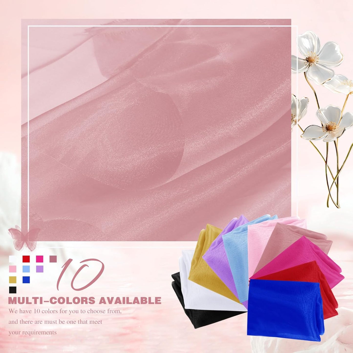 VACVELT Sheer Organza Fabric by The Yard, 60 Inch Wide Rose Gold Organza Fabric Bolt Bridal Sheer Tulle Fabric, Silk Organza Fabric Roll for Wedding Party Decorations Backdrop Curtain (1 Yard)