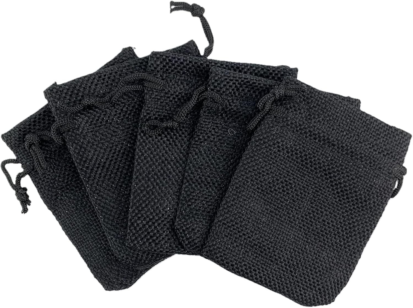 Palmhomee Pack of 25 Burlap Gift Bags with Drawstring Linen Jewelry Pouches Wedding Hessian Jute Bags for Birthday Jewelry and Treat Pouches Party Wedding Favors Gift Art and DIY Craft (2.8x3.6 Inch, Black)