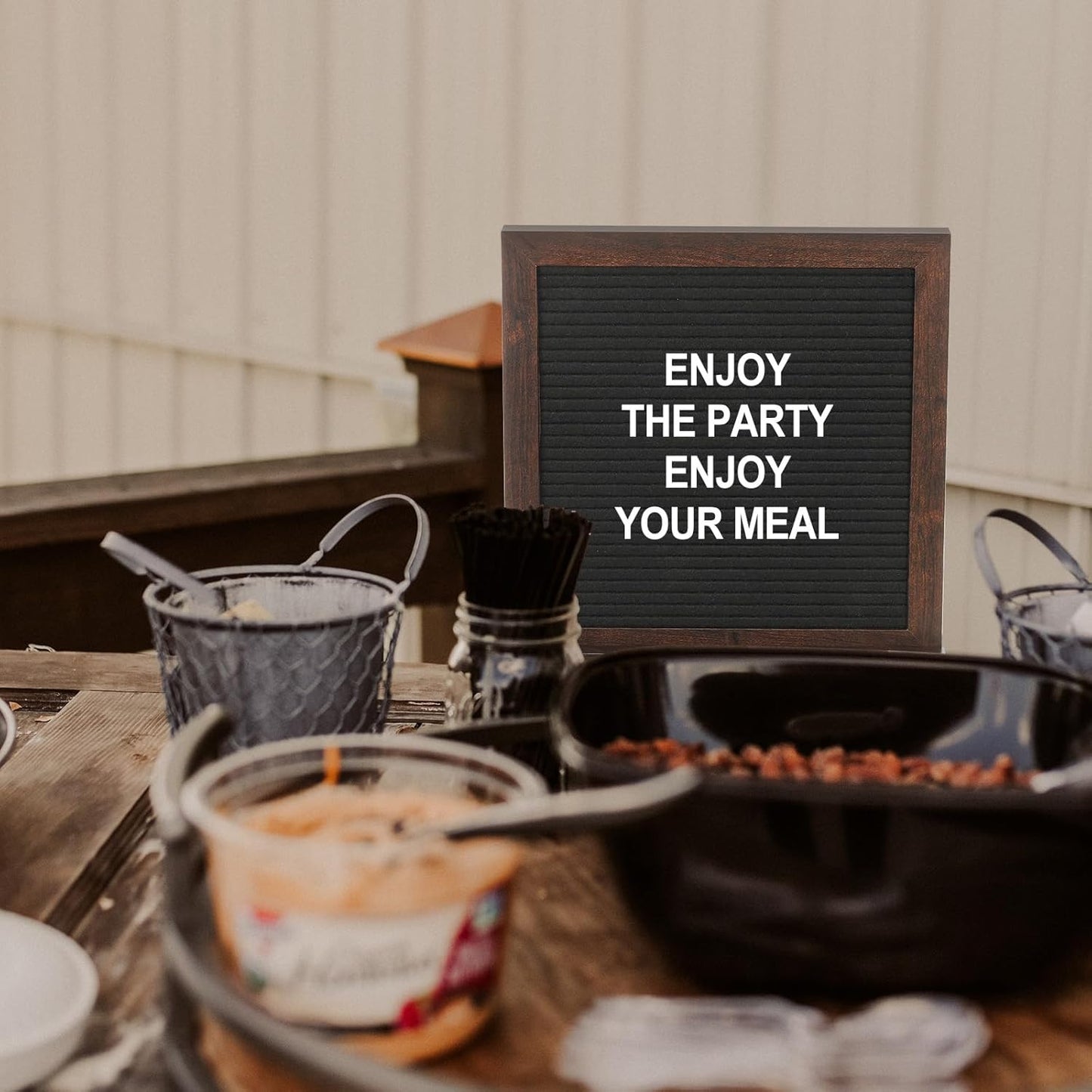 PATIKIL Felt Letter Board, 12x16Inches Black Wooden Changeable Message Board with Storage Bag Stand for Kitchen Menu Classroom Farmhouse Decor Notes, White Bronze Letter