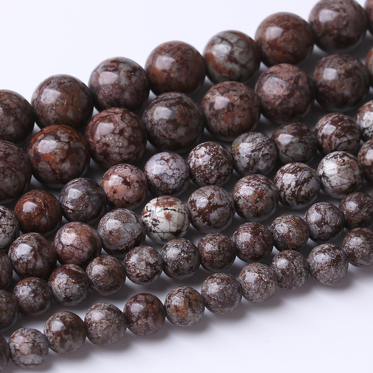 60PCS 6MM Brown Snowflake Stone Beads Energy Healing Beads for DIY Jewelry Bracelet Necklace Making for Jewelry Making 15Inch