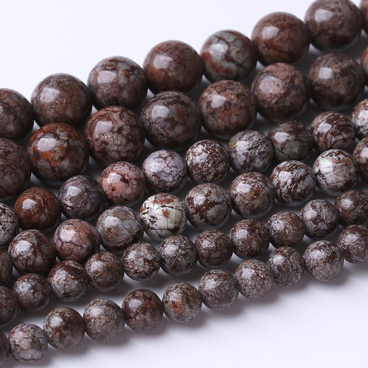 60PCS 6MM Brown Snowflake Stone Beads Energy Healing Beads for DIY Jewelry Bracelet Necklace Making for Jewelry Making 15Inch