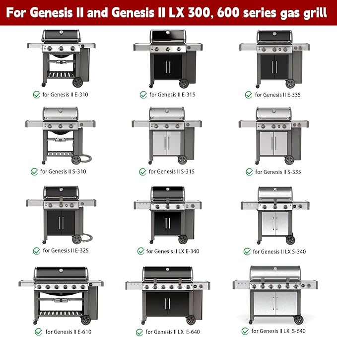 GasSaf 7599 Cast Iron Griddle for Weber Genesis II 300/600, Flat Top Grill Pan Insert for Genesis II E-310/S-310/E-315/E-335/S-335/SE-335/E-610, BBQ Griddle Pan for Weber Gas Grill Replacment Parts