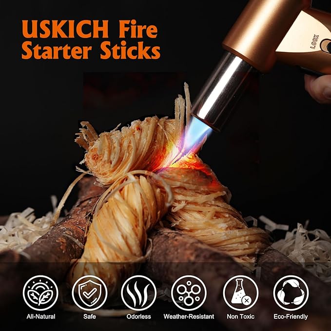 USKICH 500Pcs Fire Starter - Natural Fire Starters for Campfires,Fireplace, Pellet Stove & Wood, Fire Pit, Smoker, BBQ, Chimney, Pizza Oven - Fire Starters for Grill, Charcoal Starter