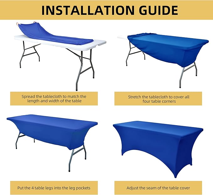 10-Pack 6ft Spandex Table Covers for Rectangle Standard Folding Tables - Wrinkle Resistant Stretch Tablecloths - Ultimate Fitted Table Protector for Parties, Banquet, Wedding