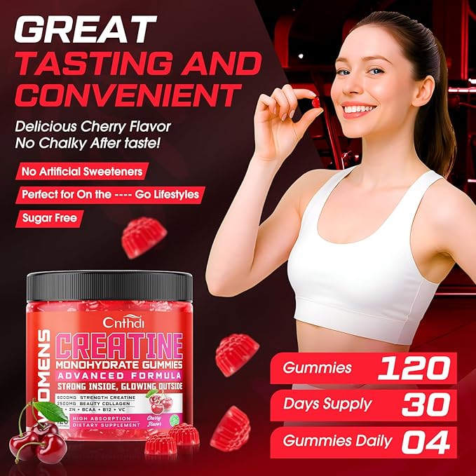 6000mg Creatine Monohydrate Gummies, HIGH Absorbed Creatine for Women, Preworkout Gummies with Collagen, BCAA 2:1:1, L-Taurine, Vitamin C & B12, Supports Muscles & Recovery, Energy & Stamina