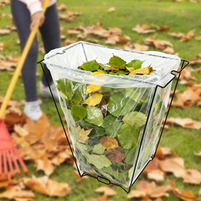 Trash Bag Holder Heavy Duty Kitchen Cabinet Iron Black Outside Camping Bathroom Yard Leaf Bags Stand Garbage Bag Holder Frame