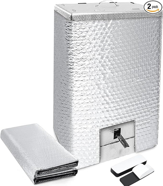 2 Pack Electric Smoker Insulation Blankets with Hook and Loop Tape 63 x 25 Inch Silver Thick Aluminum Foil Bubble Insulation Film Layer for Big and Little Chief Smokers Keep Heat