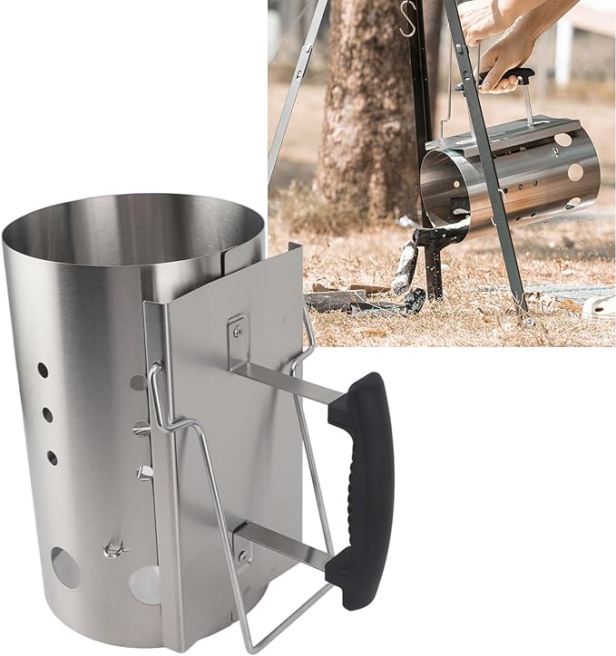 Efficient Charcoal Starter, Stainless Steel Portable Chimney Starter for Barbecue, Camping, Picnic with Lightweight Design