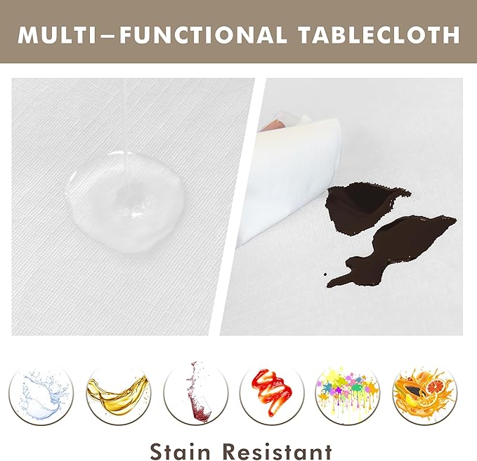 Nasitos 2 Pack Square Vinyl White Table Cloth 54x54 Inch-Vinyl Card Table Cloth with Flannel Backed, Wipeable Waterproof Oil-Proof Plastic Small Table Cover for Coffee Table, Hotel, Indoor&Outdoor